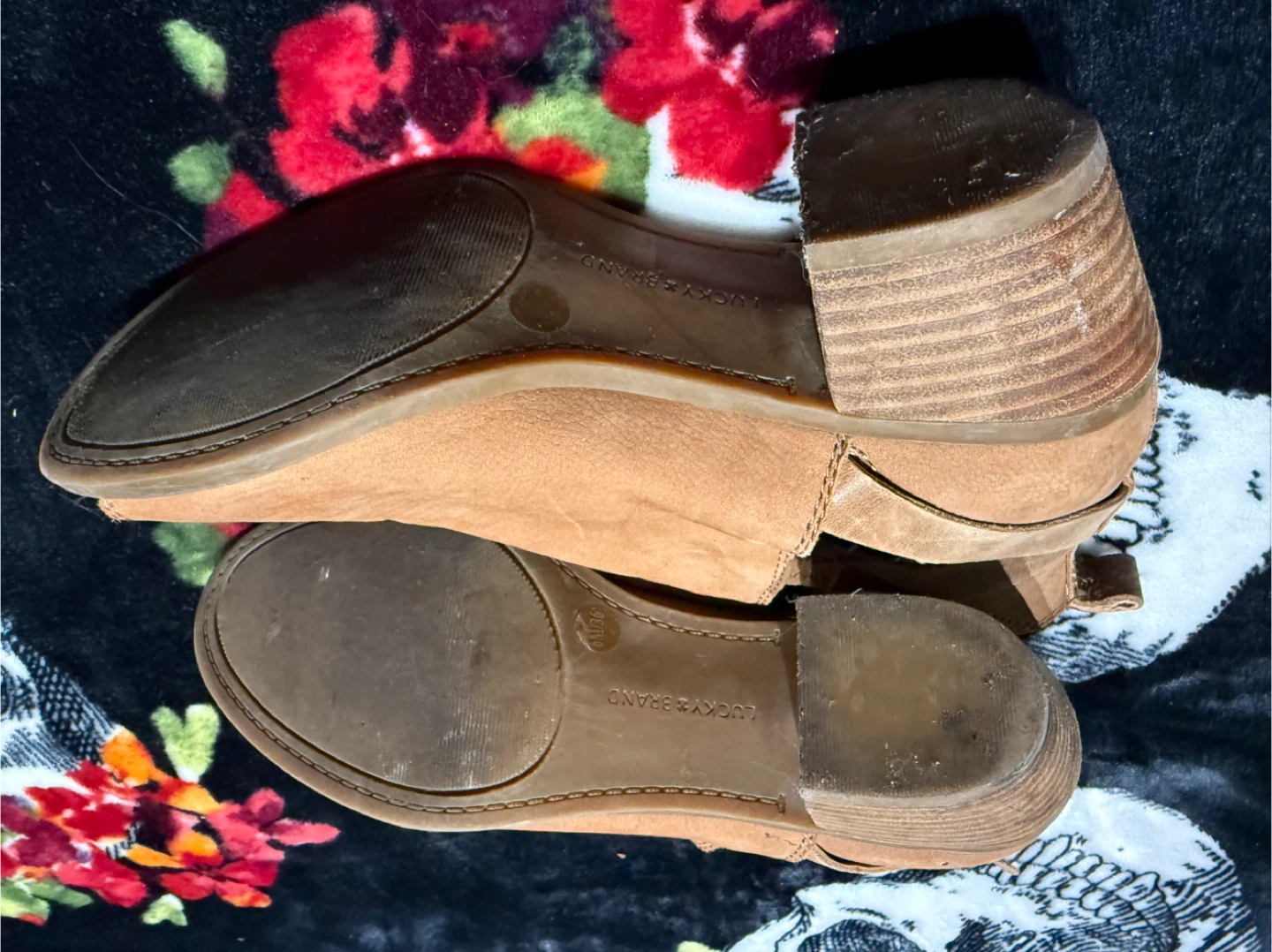 Lucky Brand Women's Tan Leather Peep-Toe Ankle Boots Size 6 - photo 3