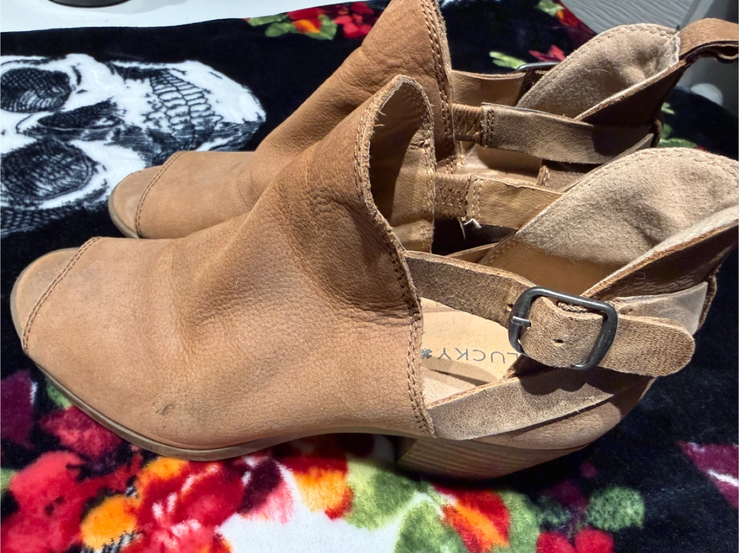 Lucky Brand Women's Tan Leather Peep-Toe Ankle Boots Size 6 - photo 2