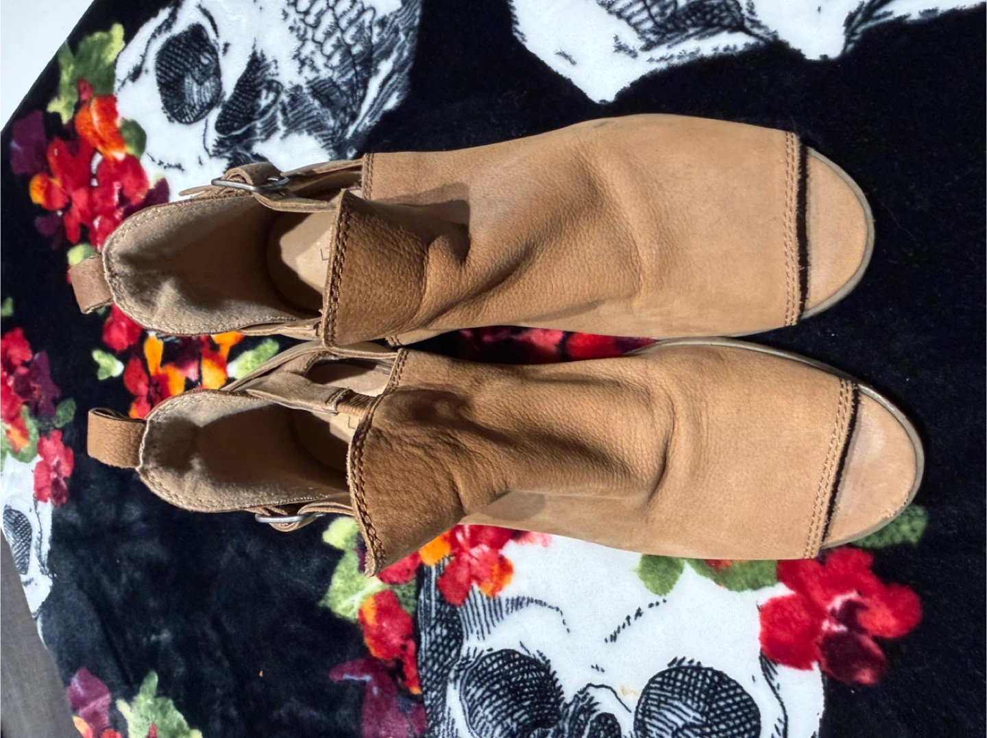 Lucky Brand Women's Tan Leather Peep-Toe Ankle Boots Size 6 - photo 4