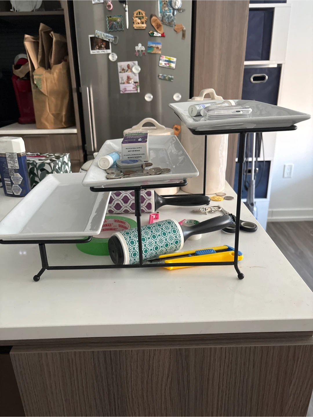 3-Tier White Serving Tray with Black Stand - photo 2
