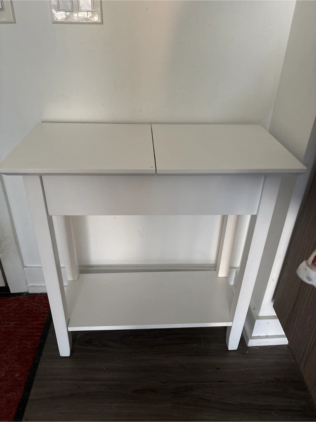 White entryway Table with Shelf and Drawer