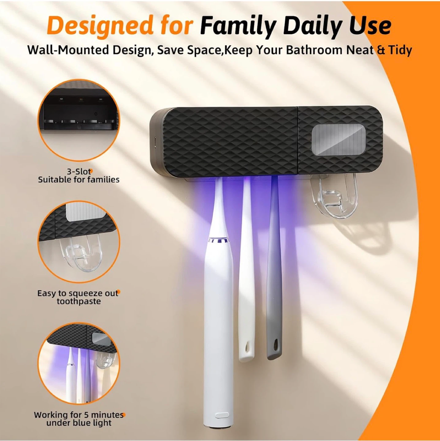 Smart Toothbrush Holder & Dispenser with UV Drying - photo 4