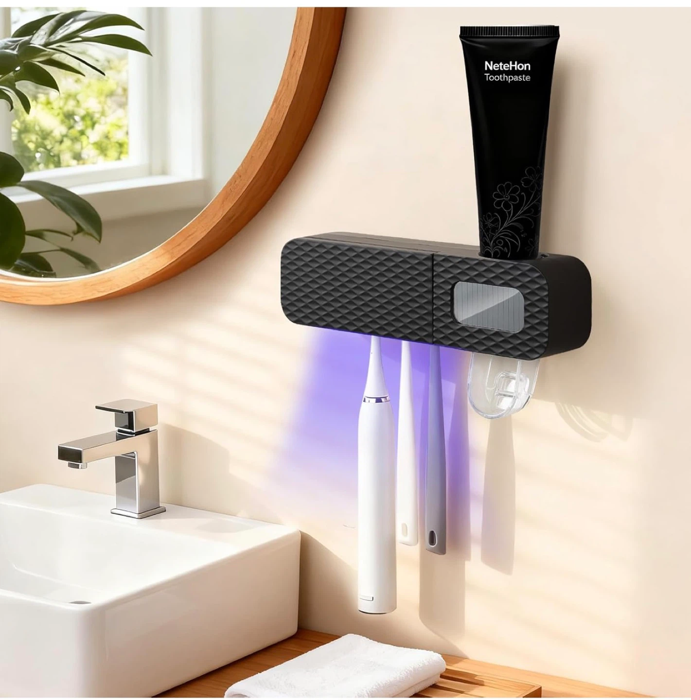 Smart Toothbrush Holder & Dispenser with UV Drying