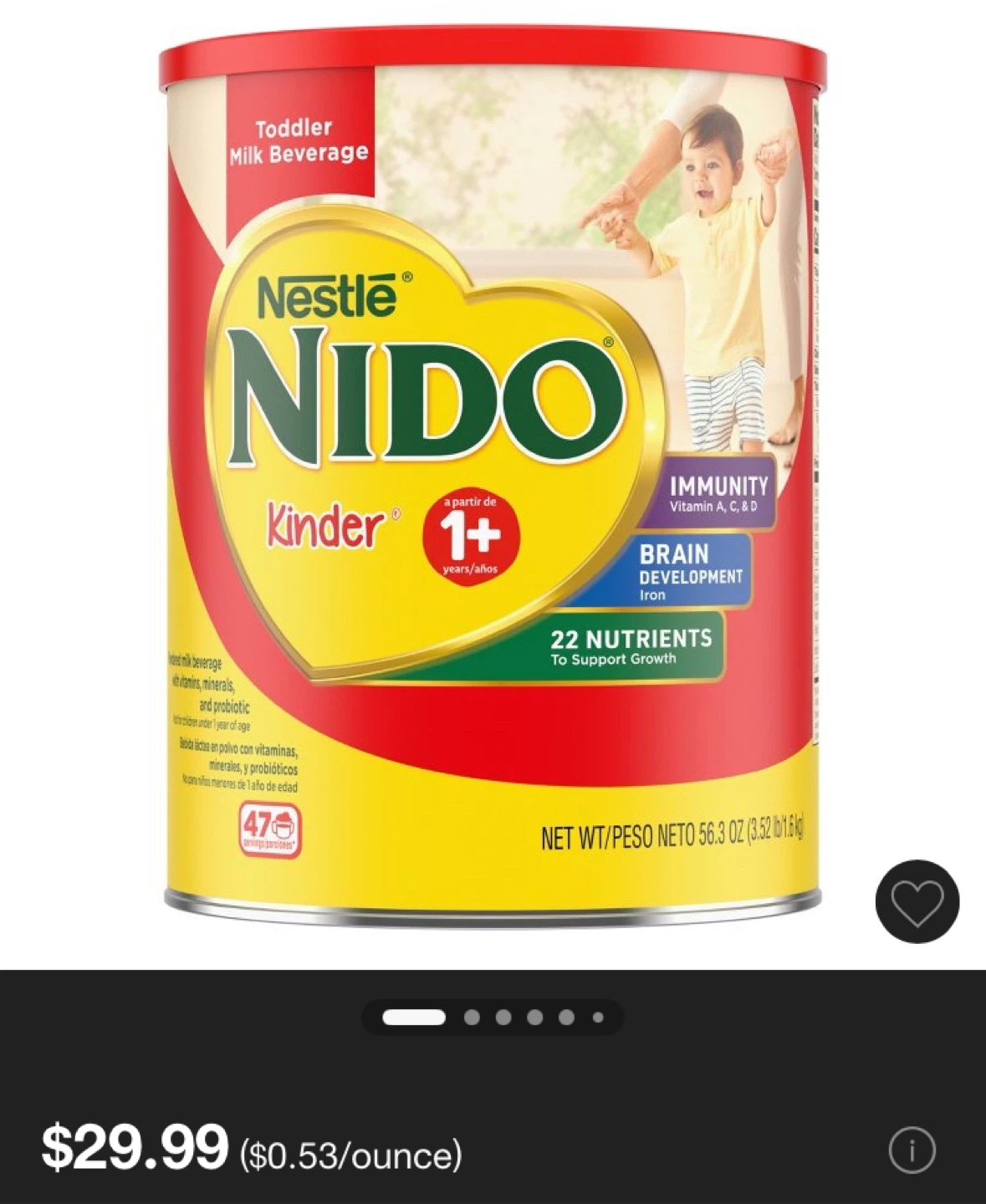 Nestle Nido Kinder Toddler Milk Beverage 56.3 oz