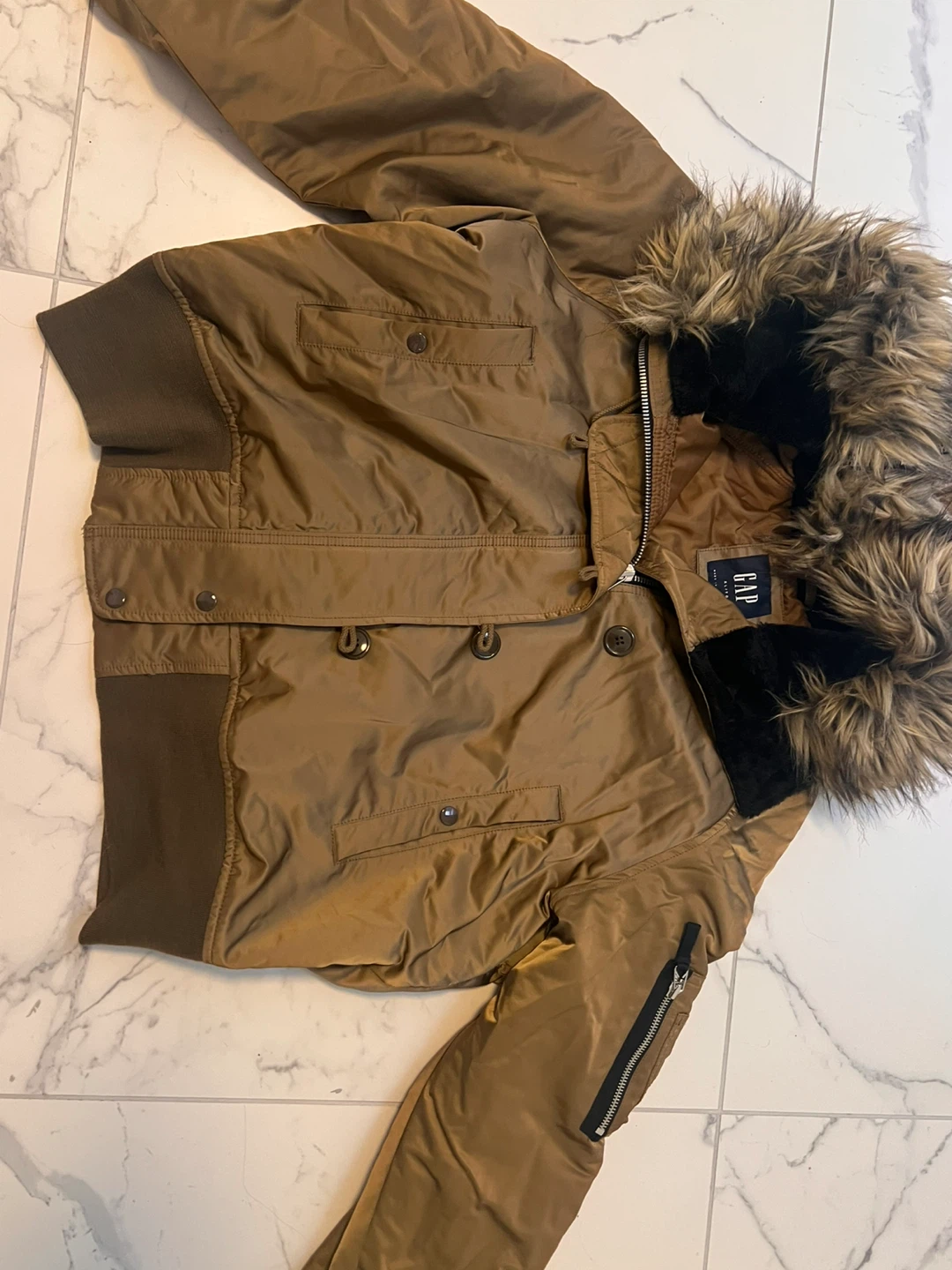 GAP Bomber Jacket with Fur Hood - photo 2