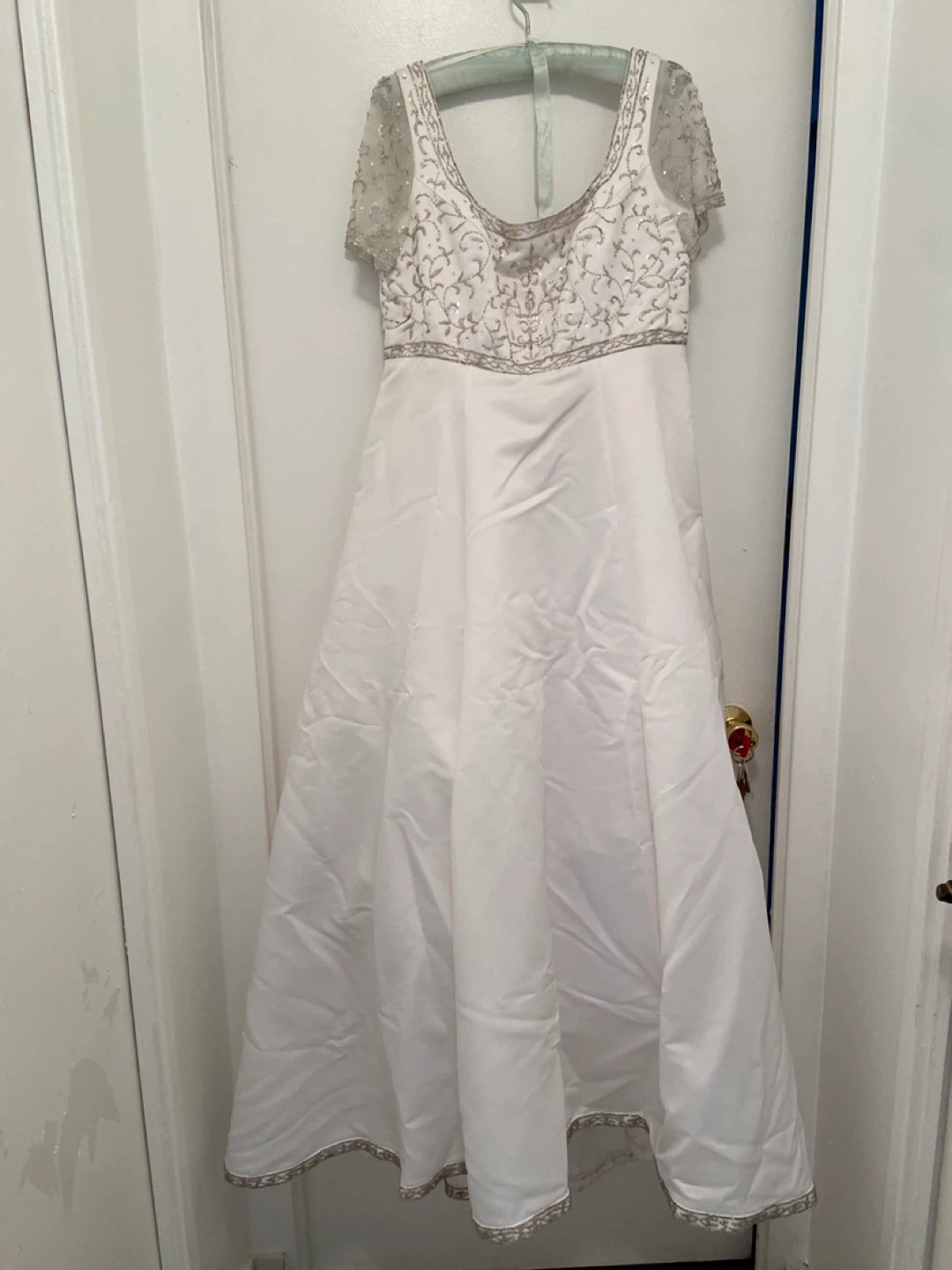 White Beaded Short Sleeve Dress