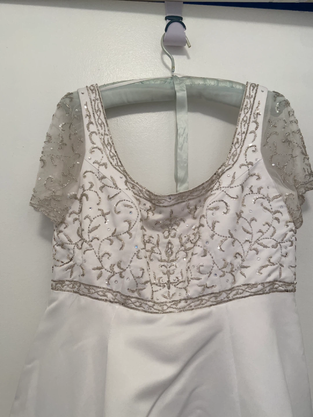 White Beaded Short Sleeve Dress - photo 2