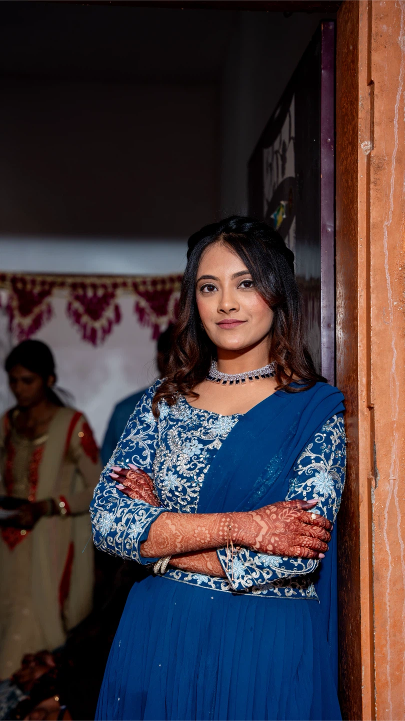 Blue Indian Lehenga with matching blue jewelry set - photo 2
