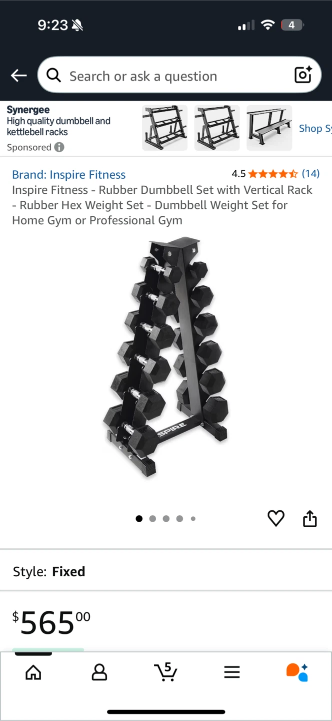 Inspire Fitness Rubber Hex Dumbbell Set with Vertical Rack - photo 4