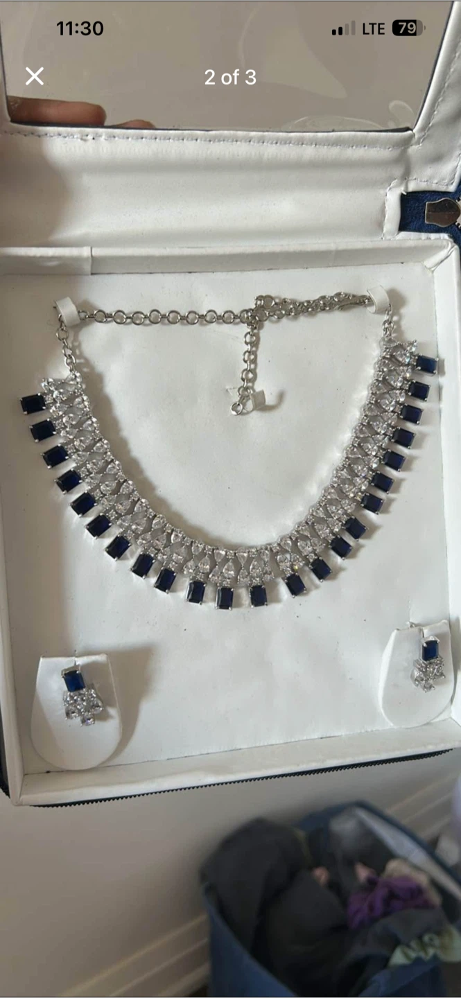 Blue Indian Lehenga with matching blue jewelry set - photo 5