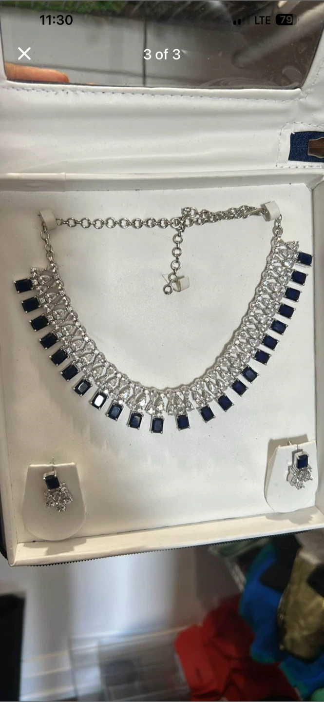 Blue Indian Lehenga with matching blue jewelry set - photo 3