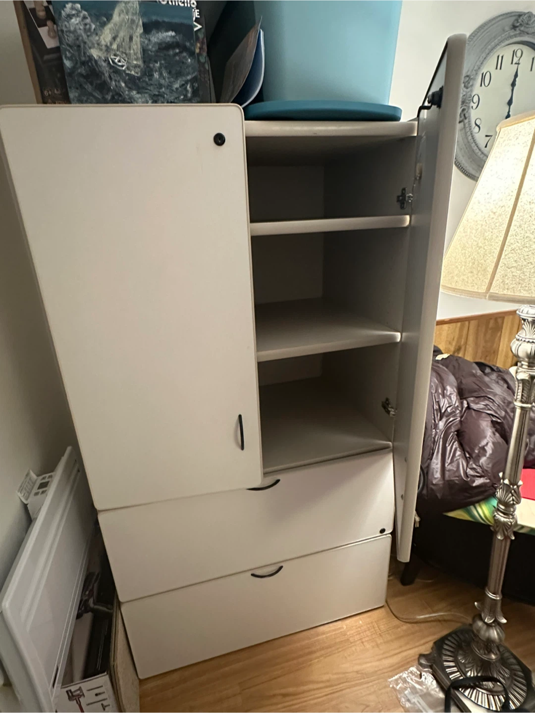 Light grey Storage Cabinet with Doors and Drawers - photo 3
