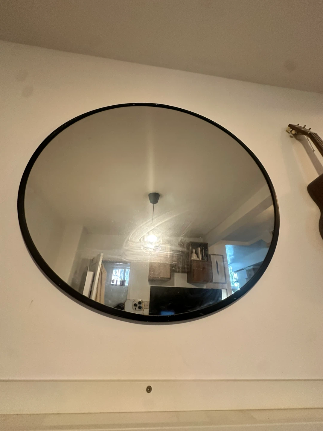 Round  Black Framed Mirror