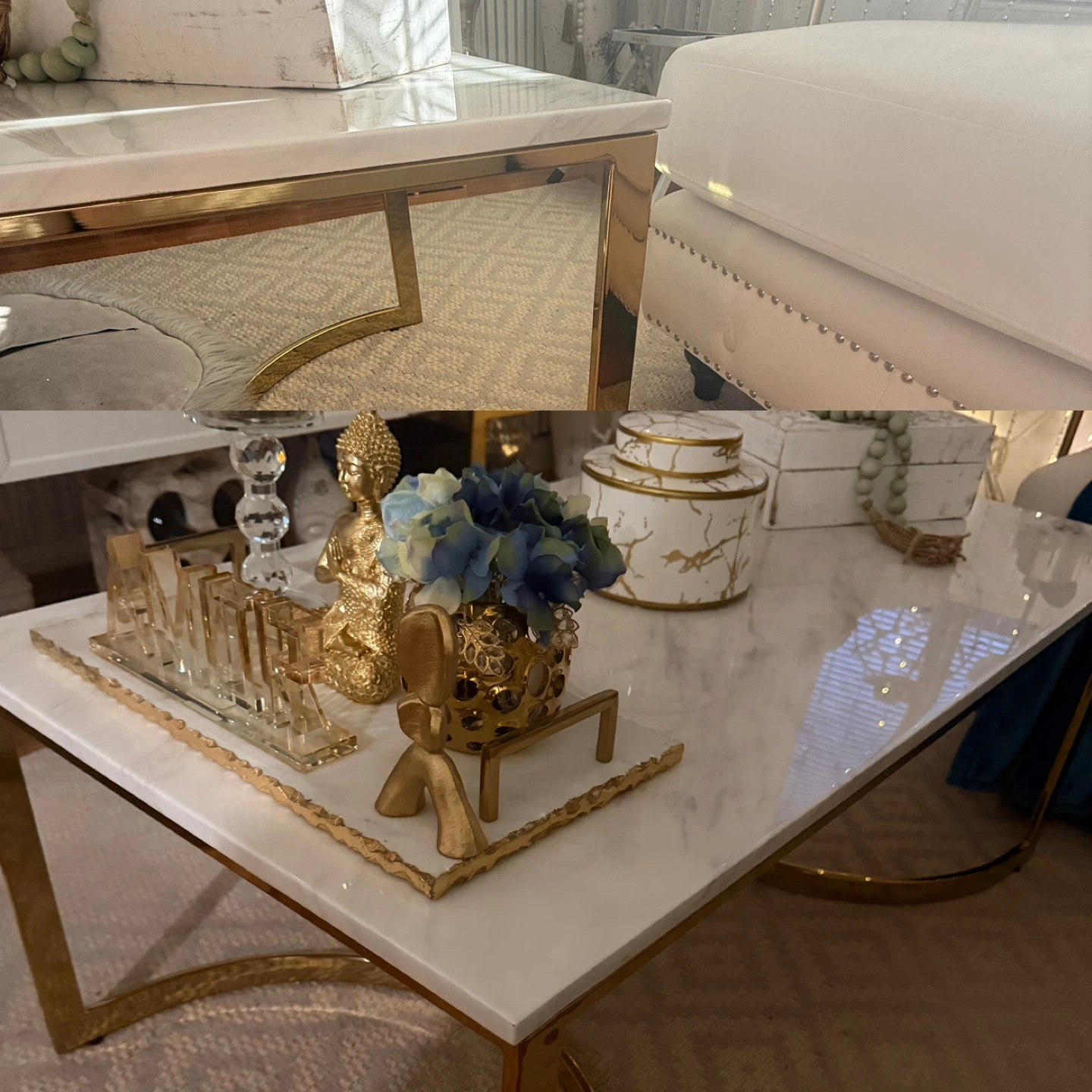 Marble Top Coffee Table with Gold Legs - photo 2
