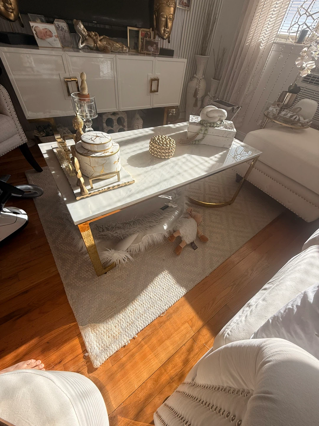 Marble Top Coffee Table with Gold Legs