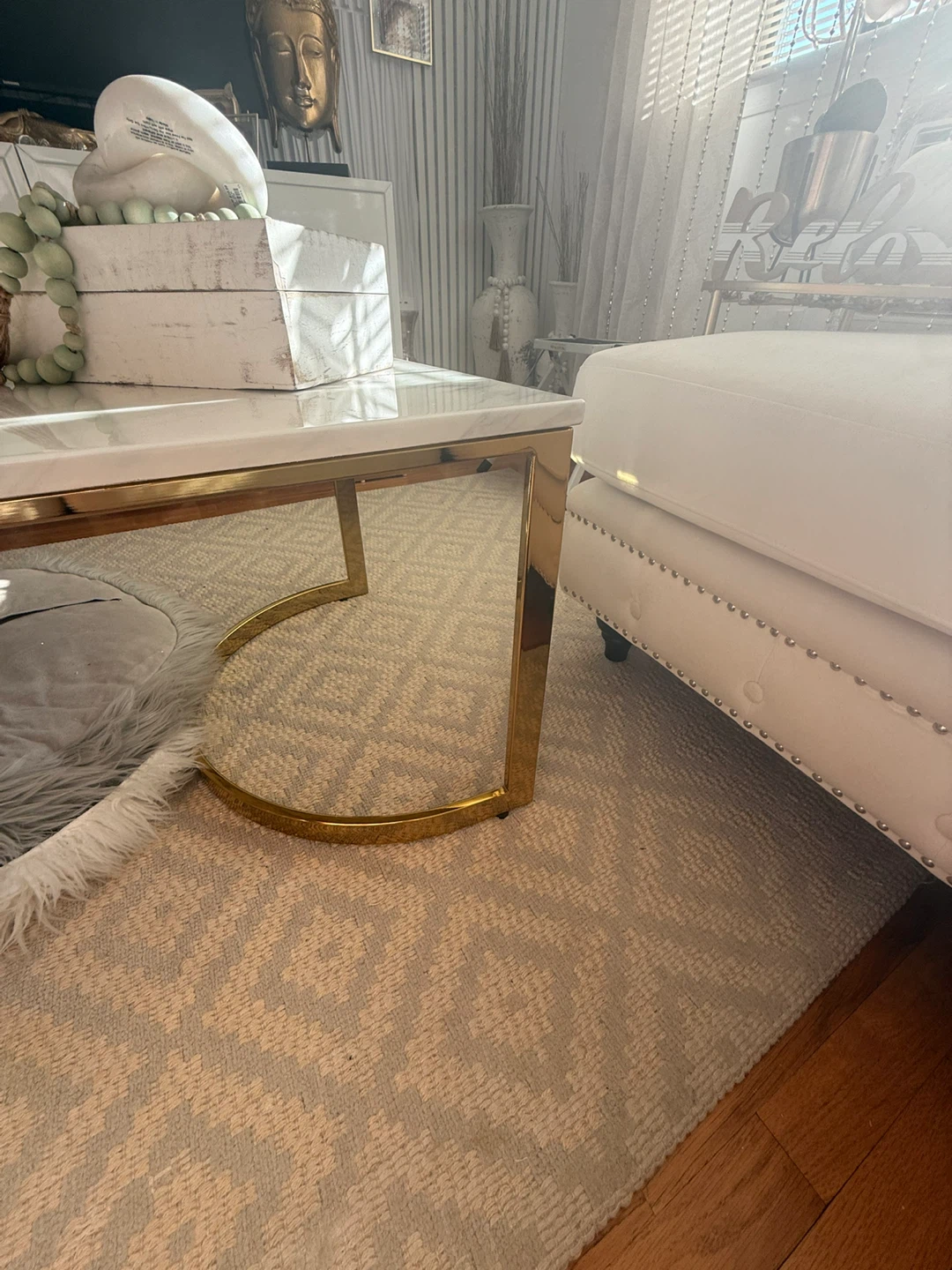 Marble Top Coffee Table with Gold Legs - photo 5