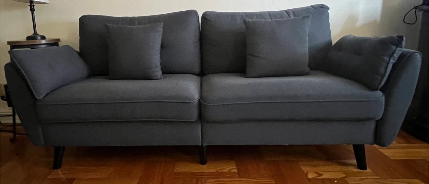 Dark Gray Loveseat Sofa with 4 Pillows - photo 4
