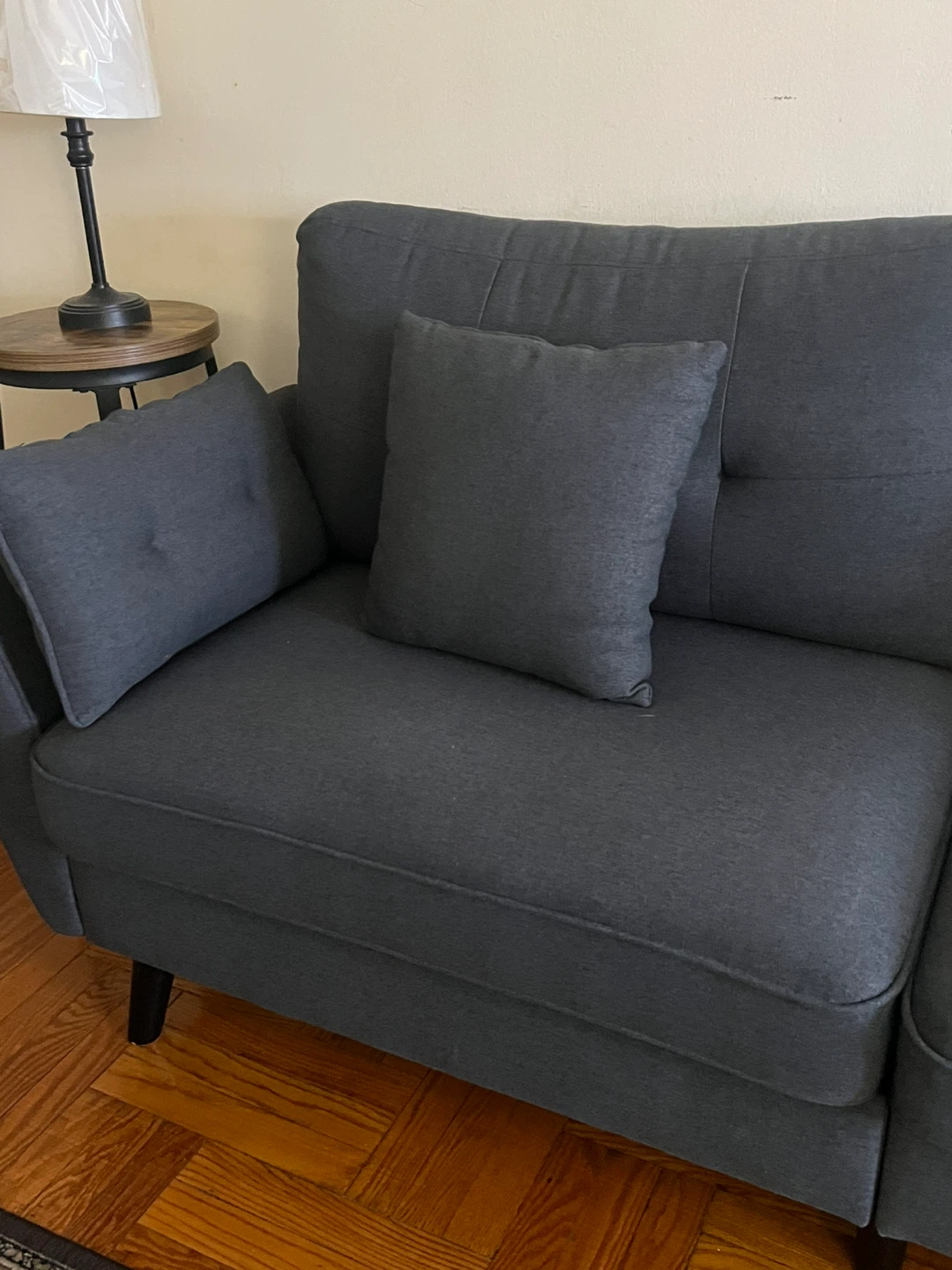 Dark Gray Loveseat Sofa with 4 Pillows - photo 2