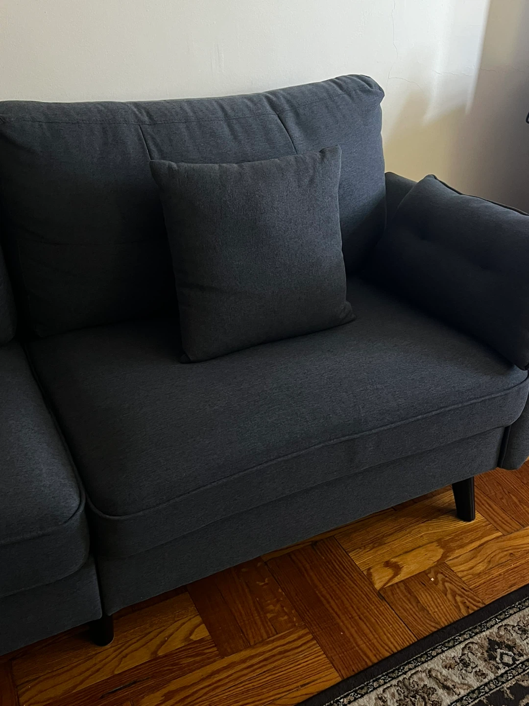 Dark Gray Loveseat Sofa with 4 Pillows - photo 3