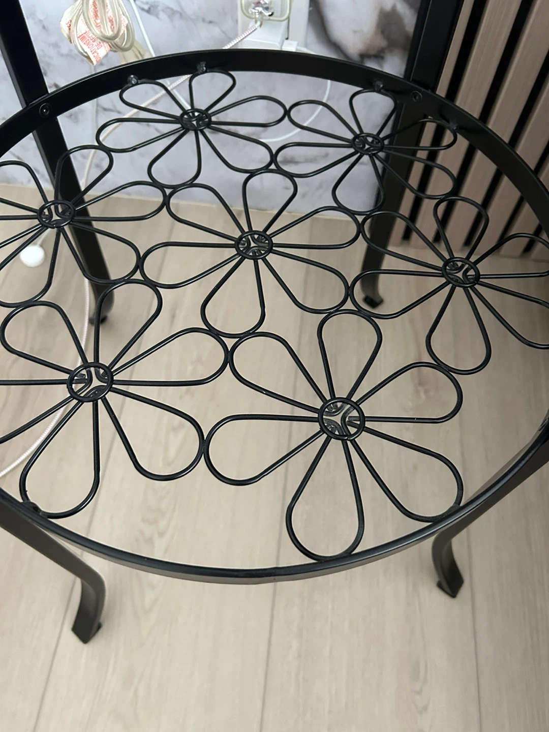Glass Top Side Table with Black Metal Frame - photo 3