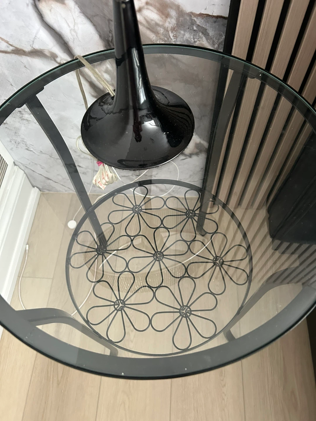 Glass Top Side Table with Black Metal Frame - photo 4