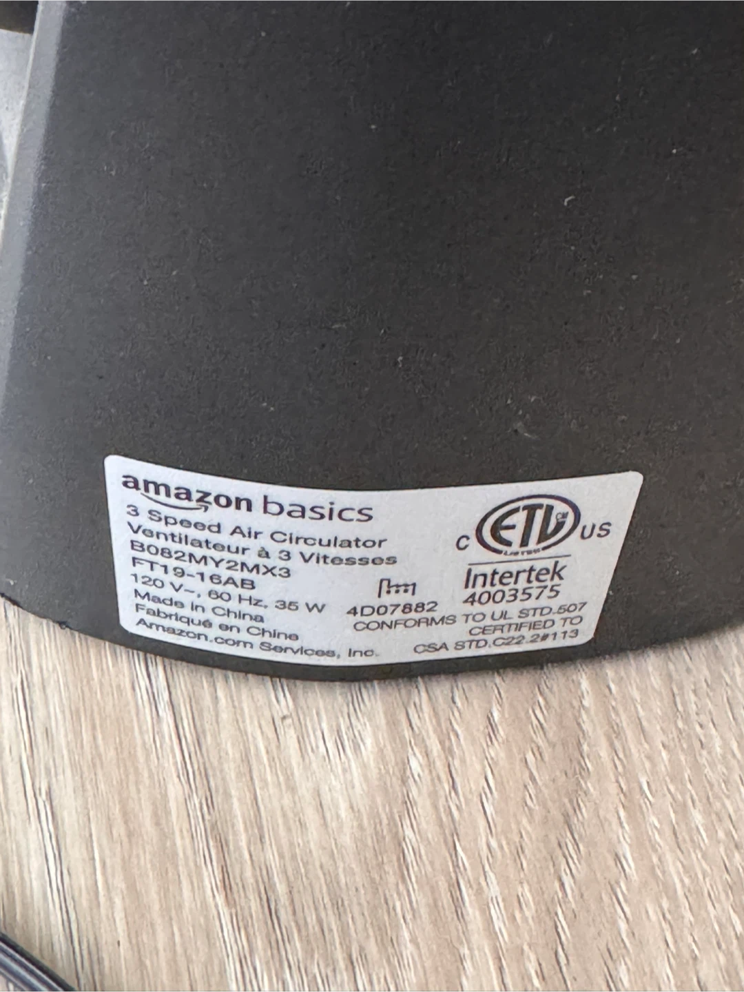 Amazon Basics 3 Speed Air Circulator Fan - photo 3