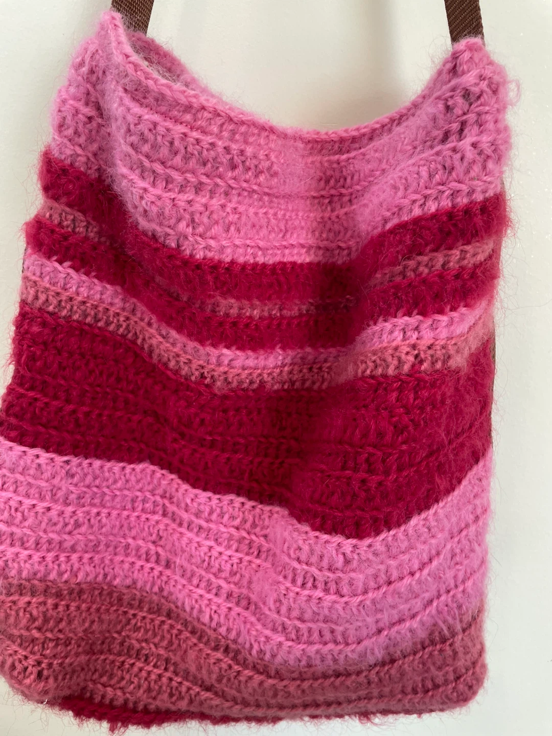 Pink Striped Crochet Shoulder Bag - photo 4