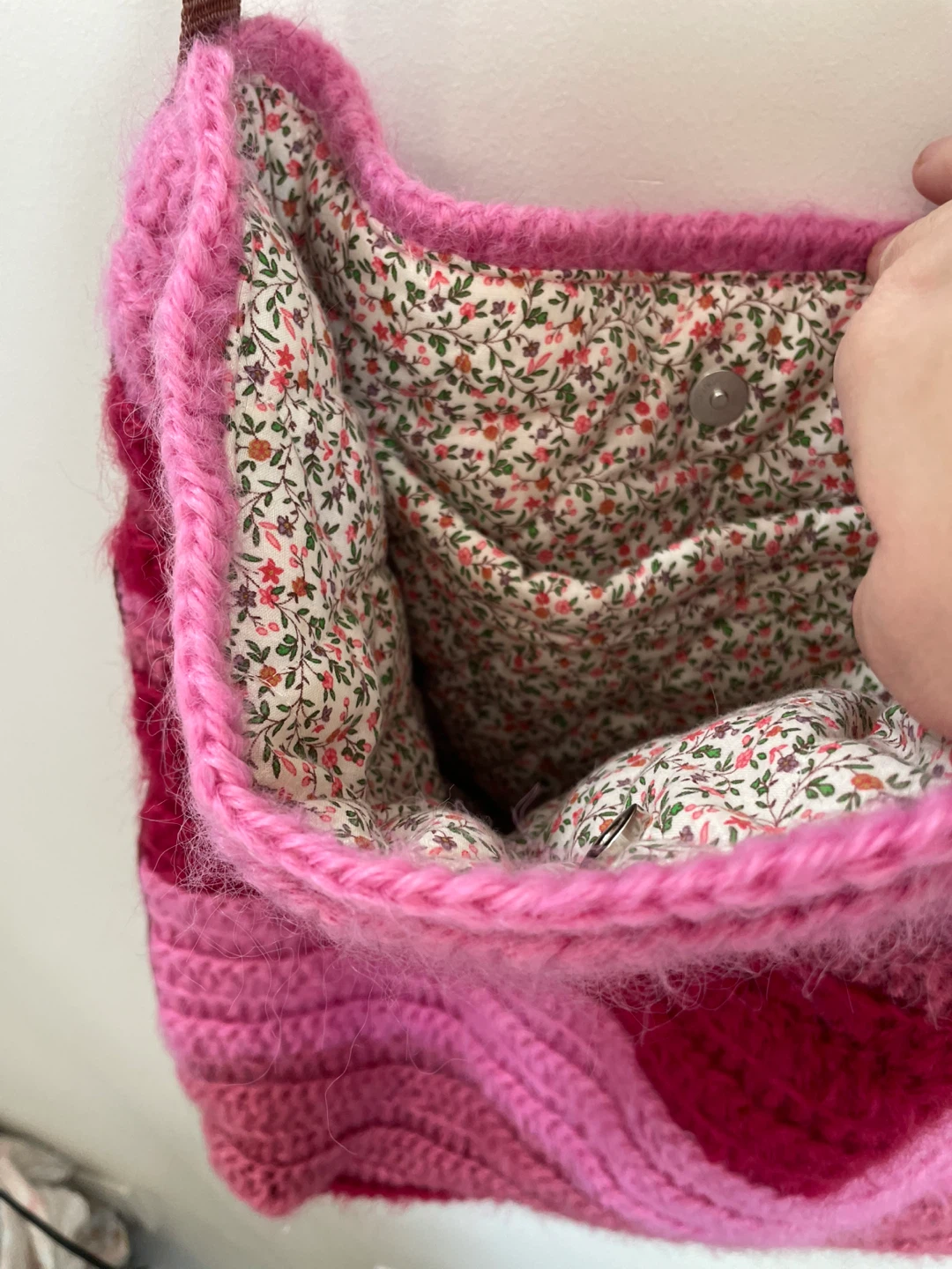 Pink Striped Crochet Shoulder Bag - photo 3