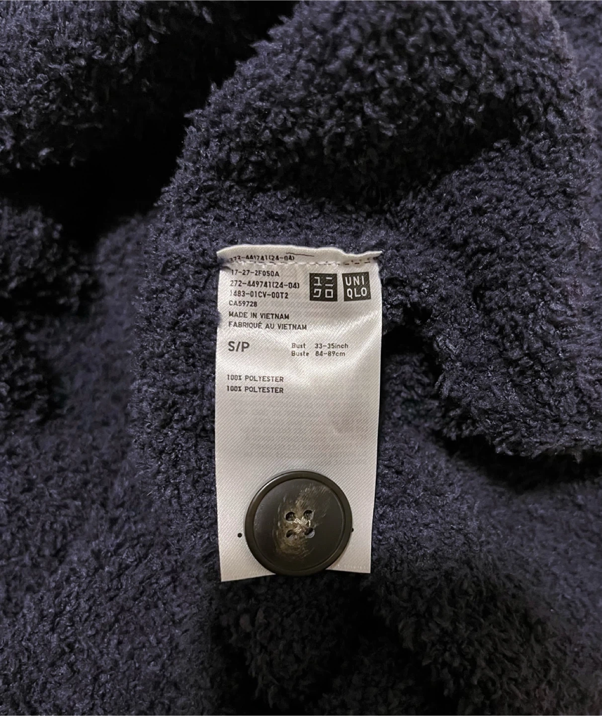 Uniqlo Navy Fuzzy Cardigan Size S - photo 2