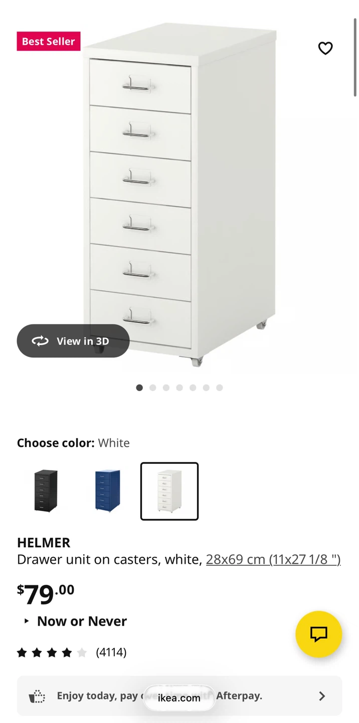 IKEA HELMER 6-Drawer Unit on Casters - White - photo 2