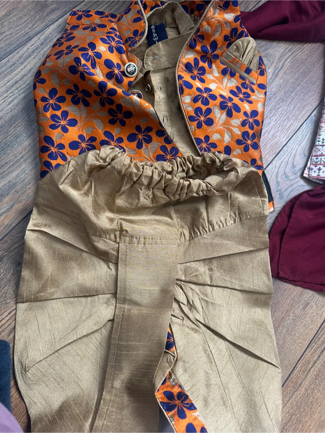 Kids Boys Ethnic Wear Dhoti Kurta Set - Orange/Gold - photo 2
