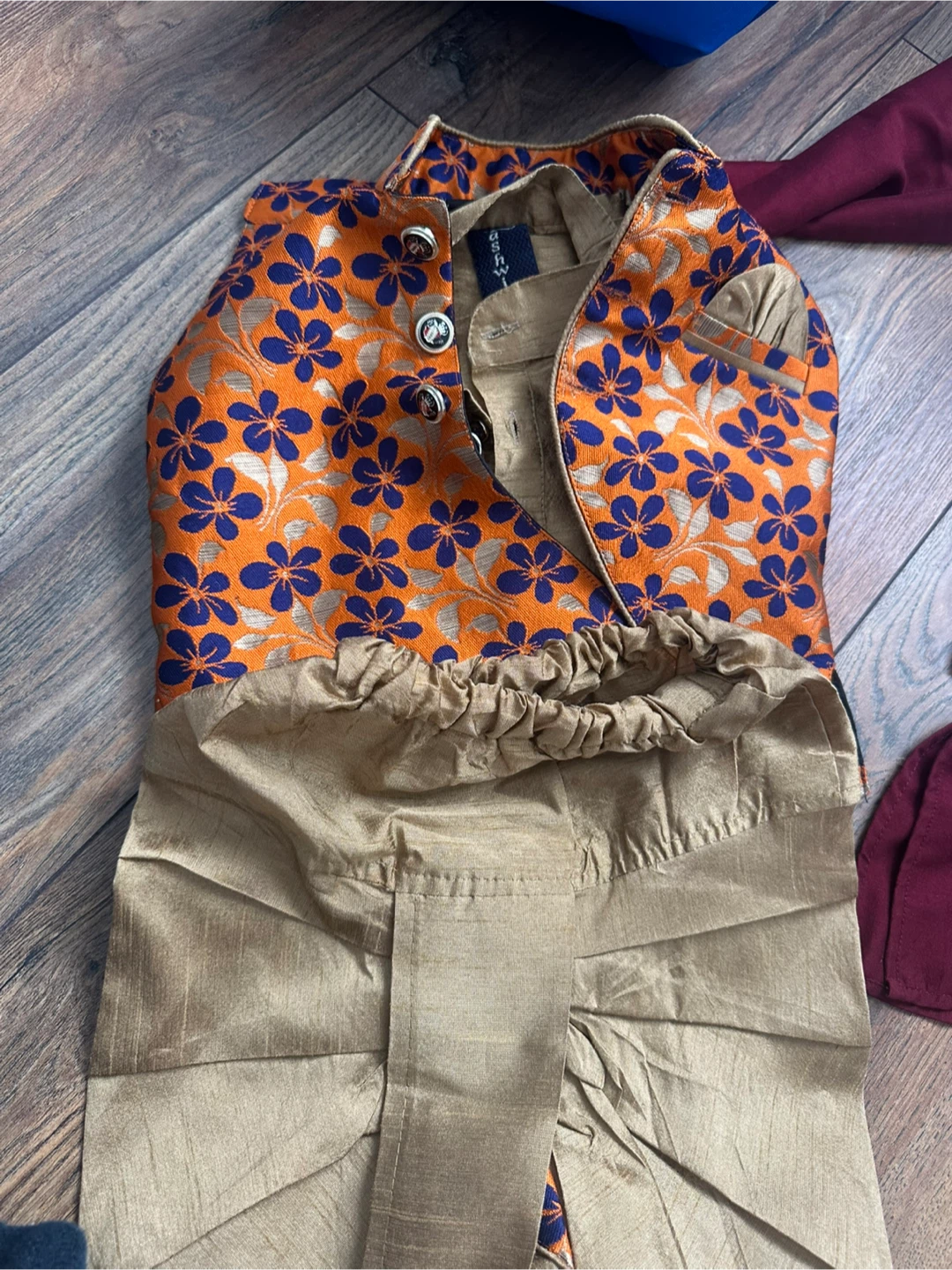Kids Boys Ethnic Wear Dhoti Kurta Set - Orange/Gold