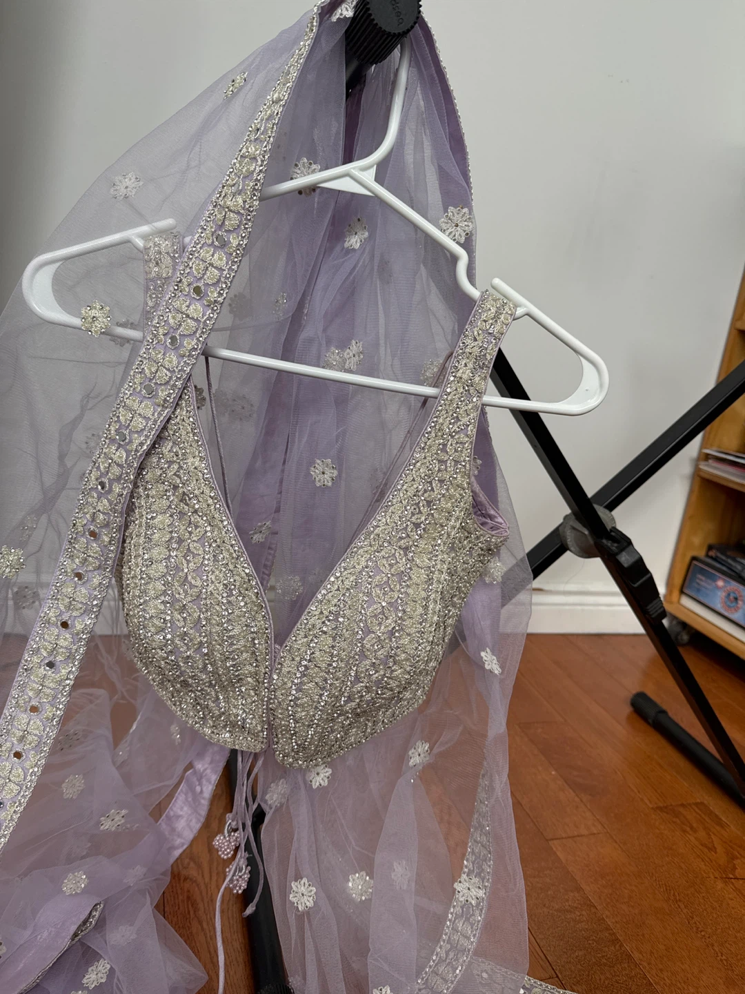 Lavender Embroidered Lehenga Choli Dupatta Set