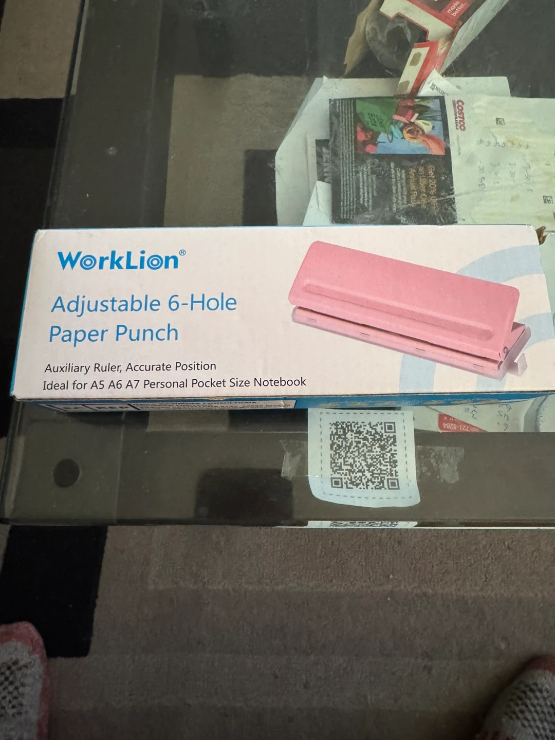 WorkLion Adjustable 6-Hole Paper Punch - Pink
