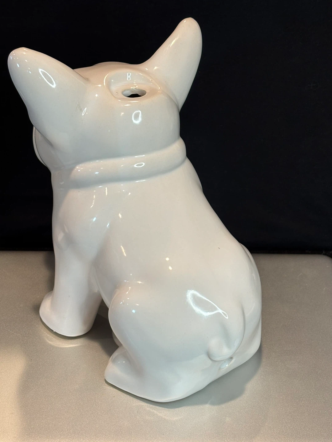 White Ceramic French Bulldog Vase - photo 2