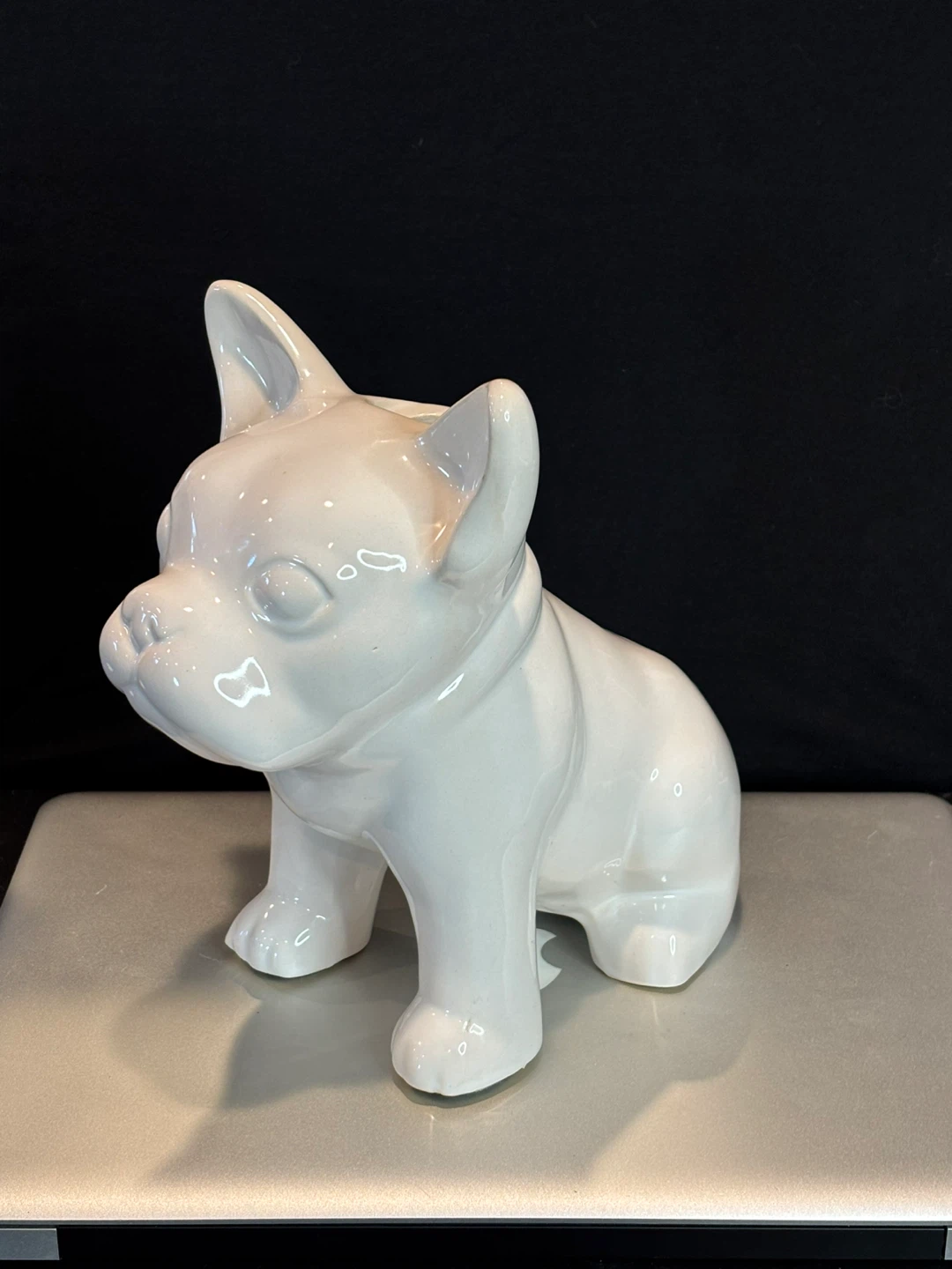White Ceramic French Bulldog Vase - photo 3