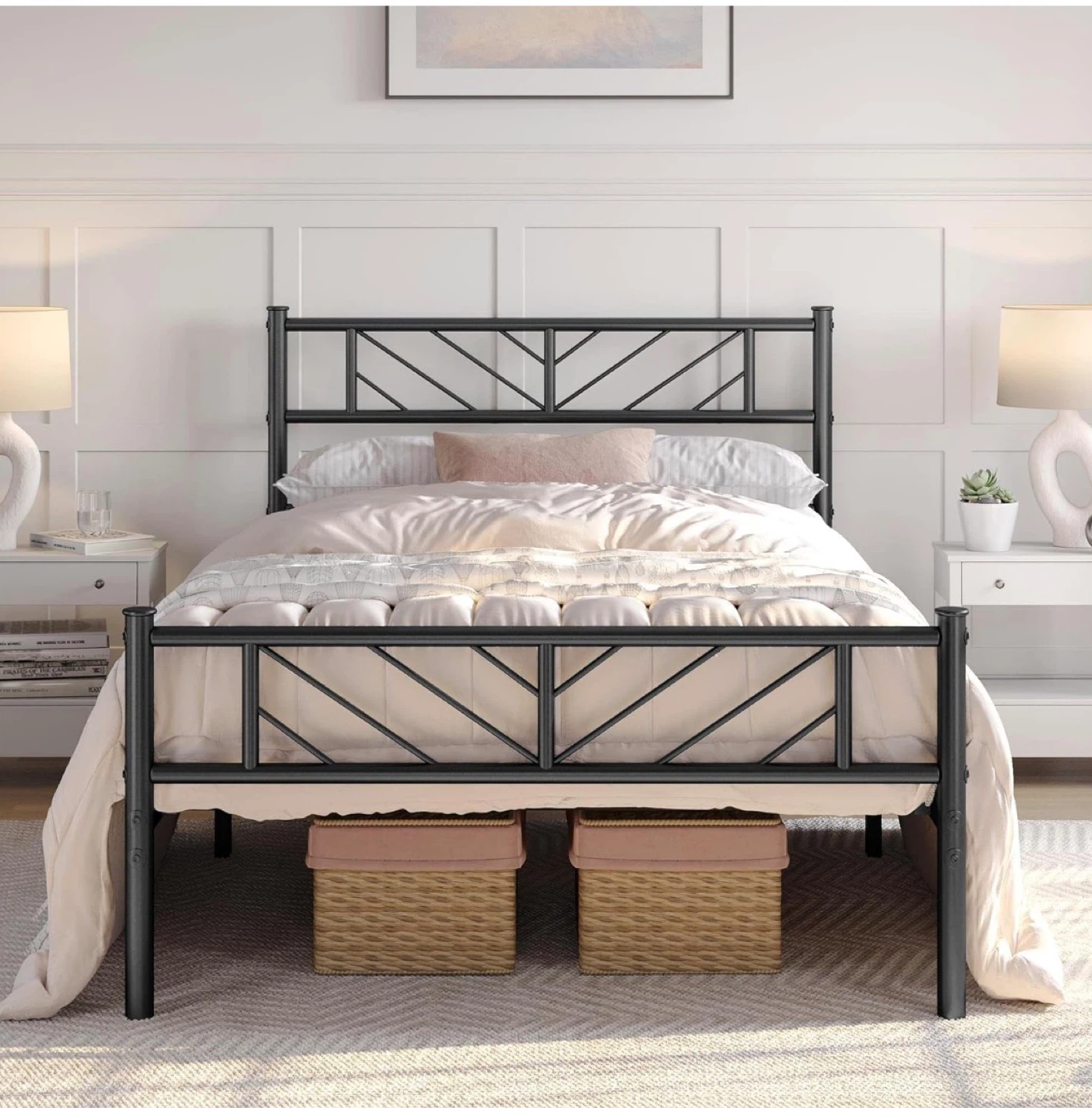 Twin mattress, frame, and topper