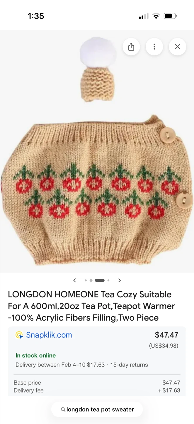 LONGDON HOMEONE Yellow Knit Tea Cozy with Pom Pom - photo 4