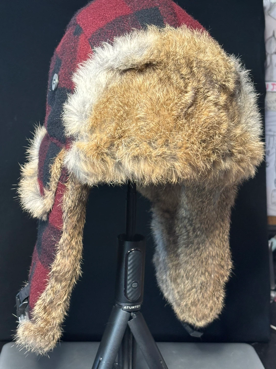 Mad Bomber Red Plaid Trapper Hat with Faux Fur - photo 2