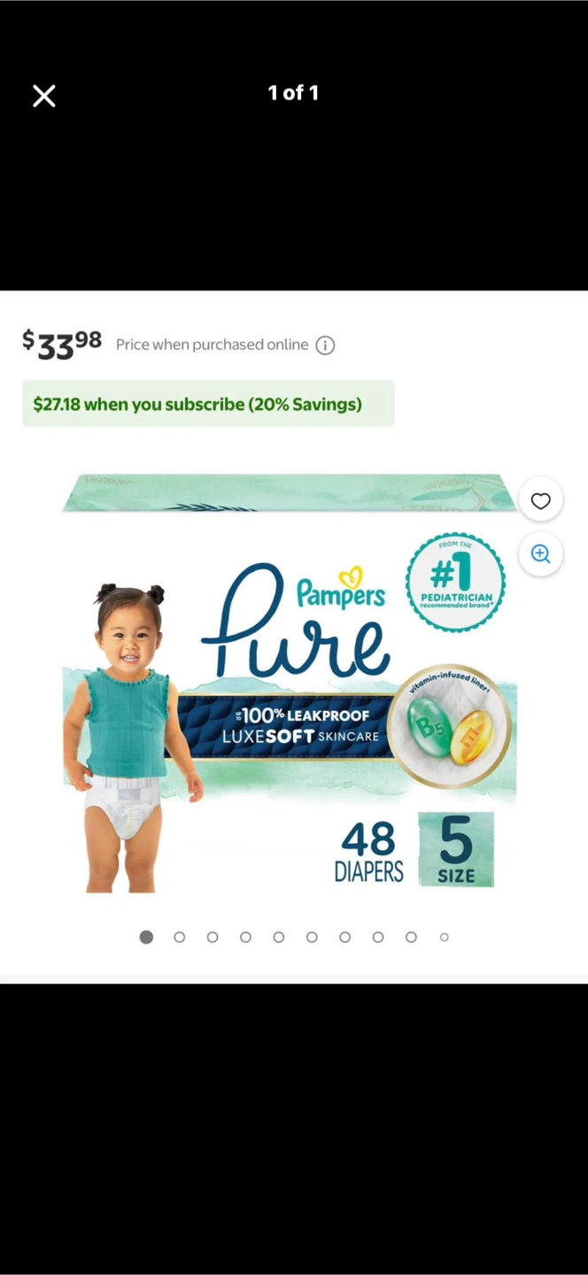 Pampers Pure Size 5 Diapers - 48 Count