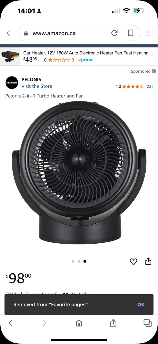 Pelonis 2-in-1 Turbo Heater and Fan