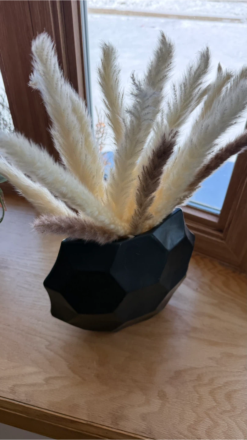 Black Geometric Vase with Pampas Grass - photo 4