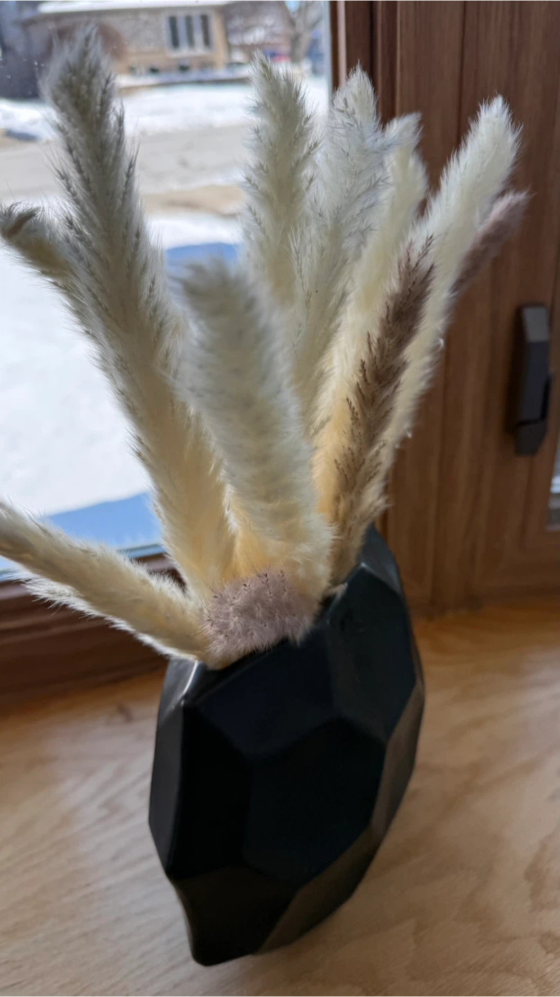 Black Geometric Vase with Pampas Grass - photo 2