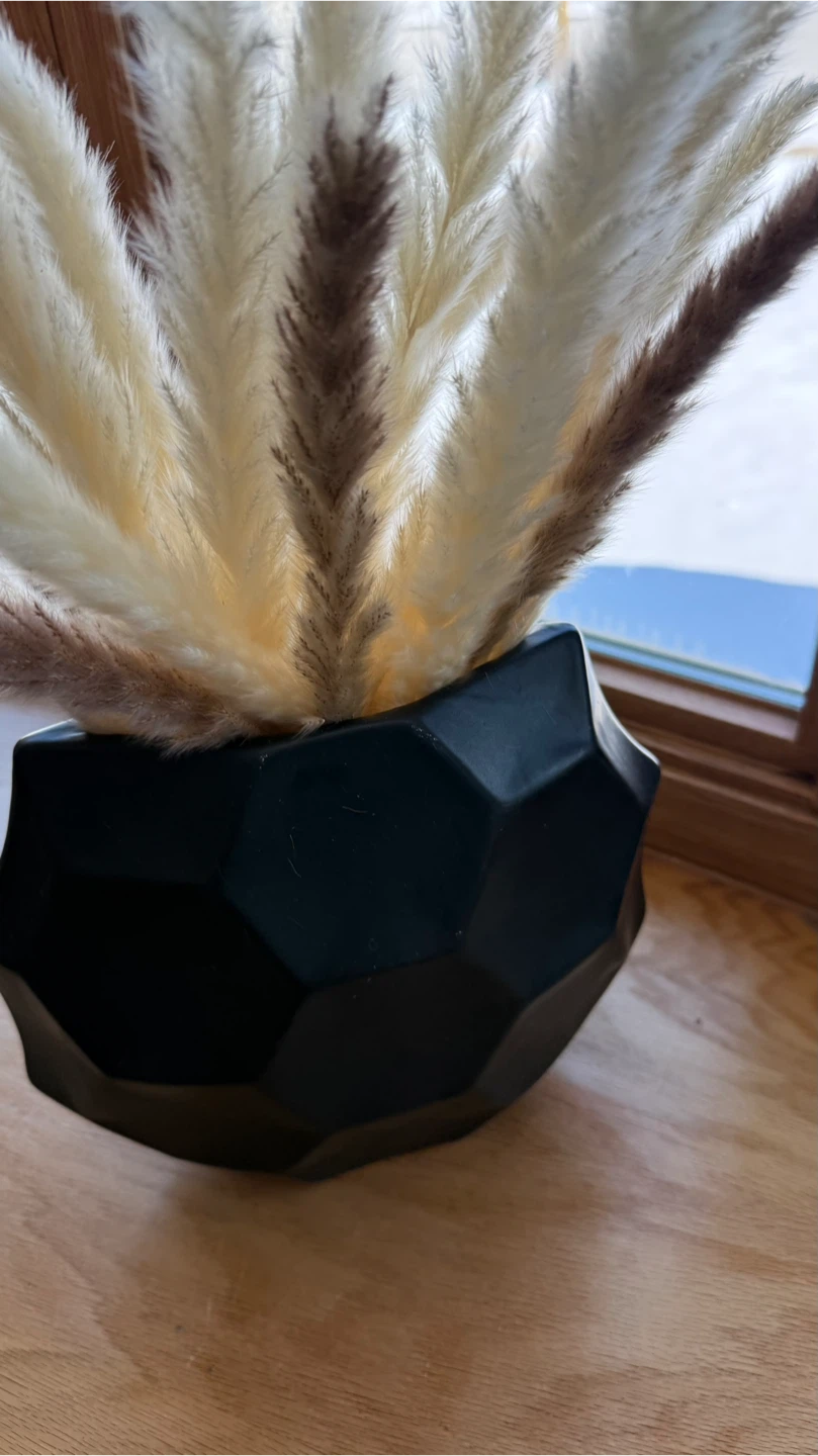 Black Geometric Vase with Pampas Grass - photo 3