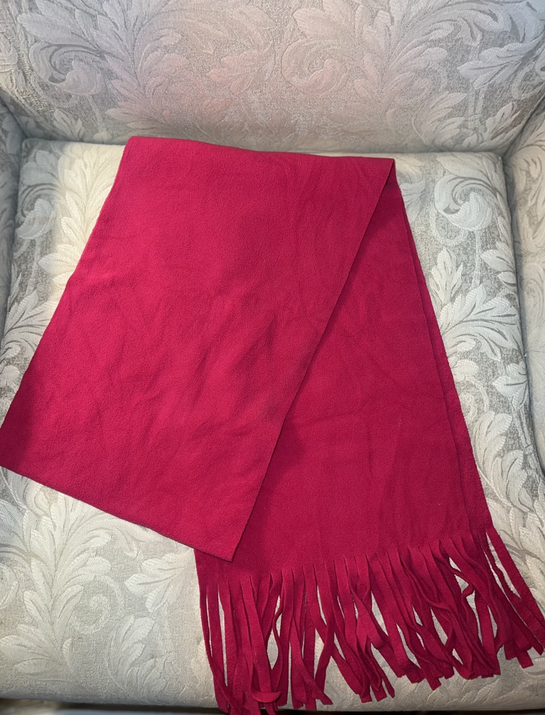 New-Fuchsia Fleece Scarf with Fringe