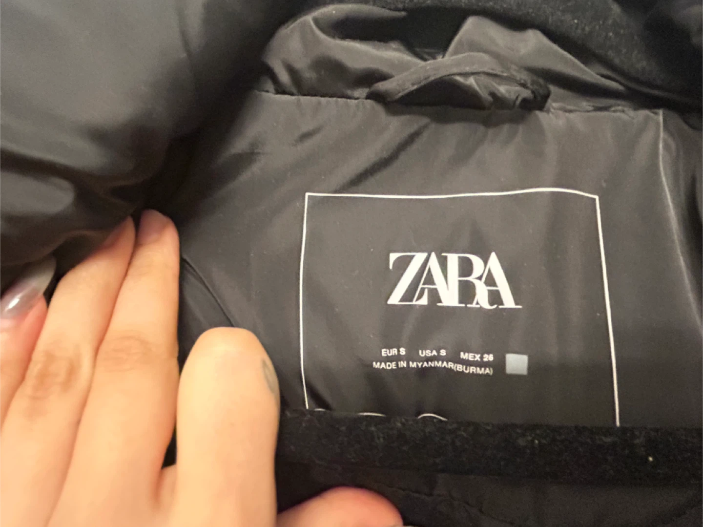 ZARA Black Puffer Coat - Size S/M