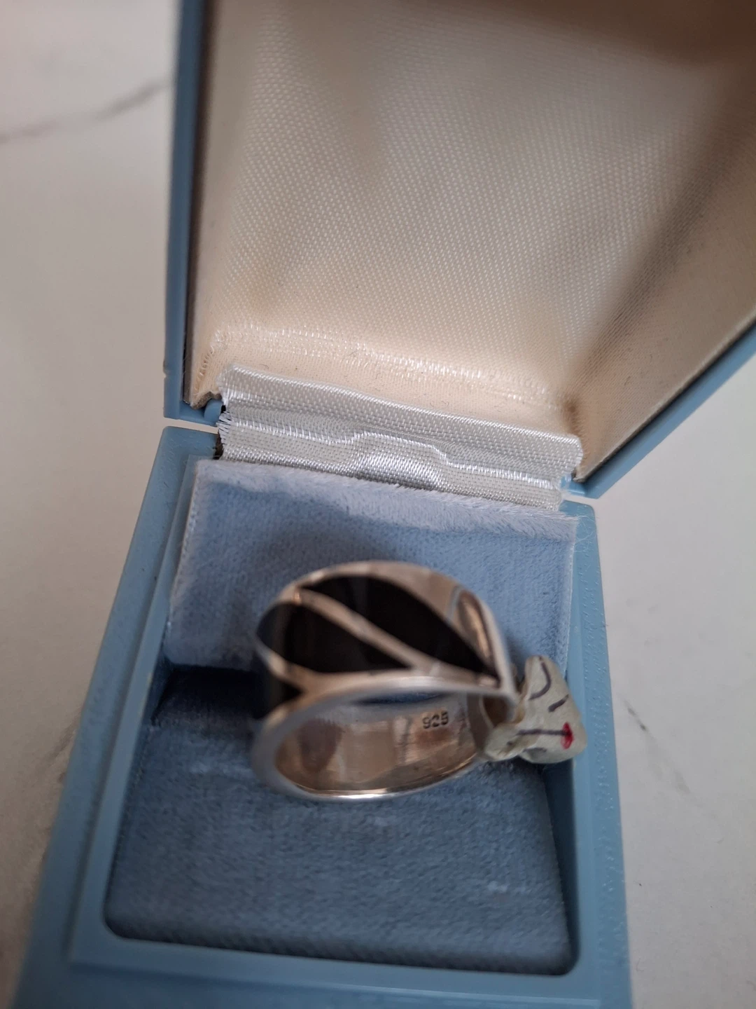 Silver ring (stamped 925) with black detail - photo 3