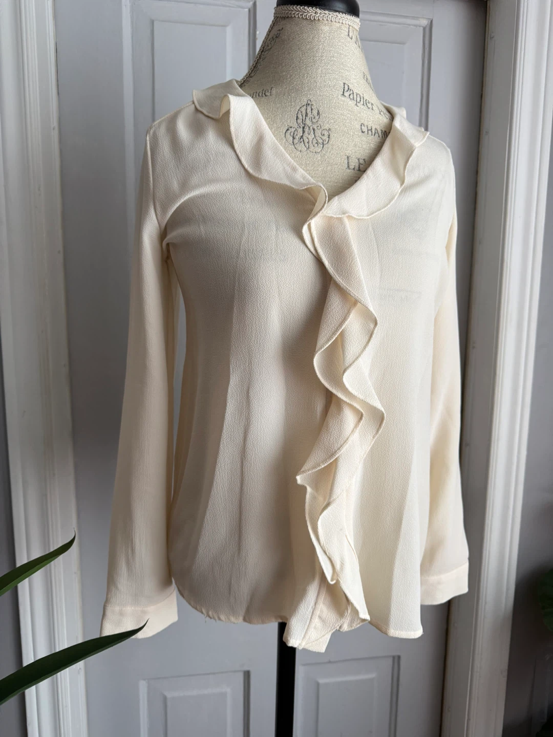 Karl Lagerfeld Paris Cream Ruffle Blouse - Size S