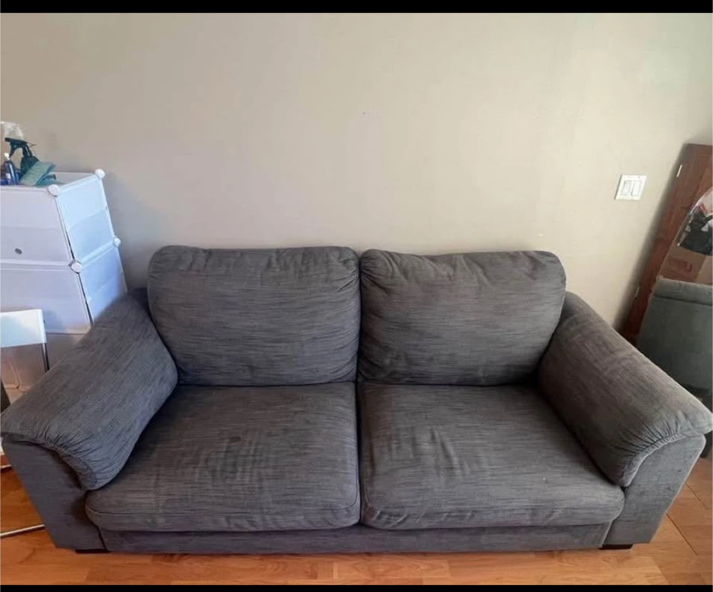 Grey loveseat sofa