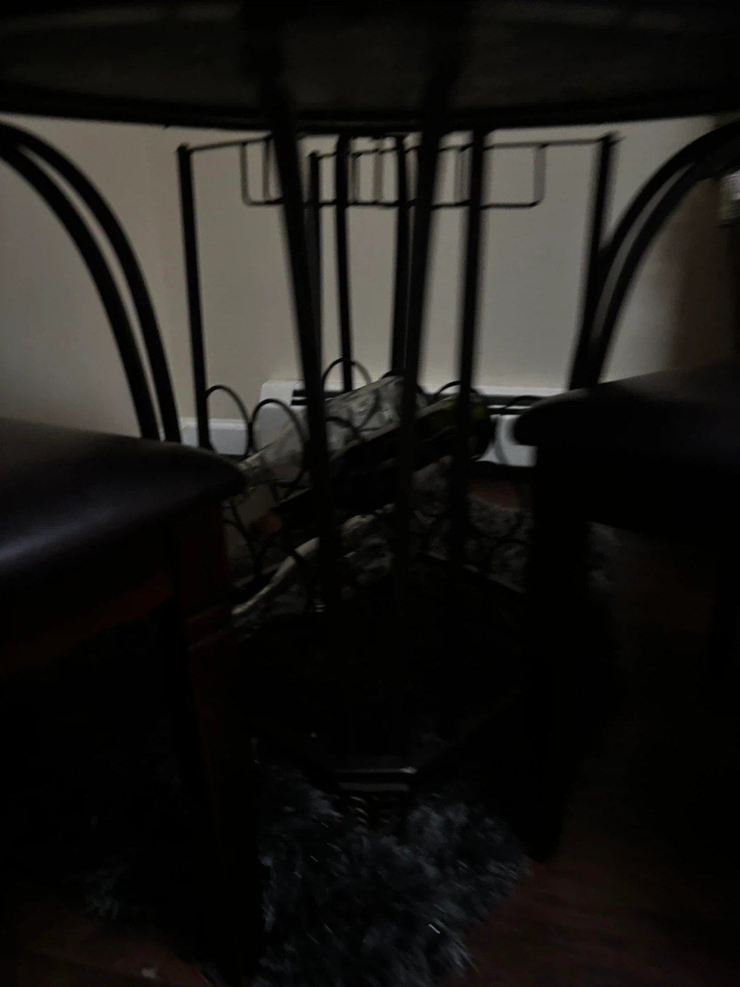 Round Wood Top Table with Wine Rack Base